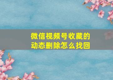 微信视频号收藏的动态删除怎么找回