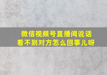 微信视频号直播间说话看不到对方怎么回事儿呀