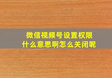 微信视频号设置权限什么意思啊怎么关闭呢