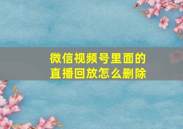 微信视频号里面的直播回放怎么删除