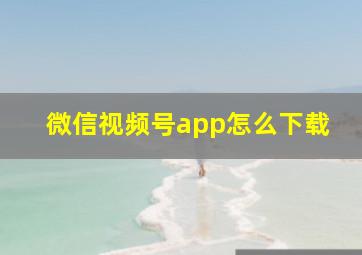 微信视频号app怎么下载