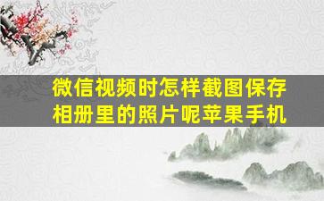 微信视频时怎样截图保存相册里的照片呢苹果手机