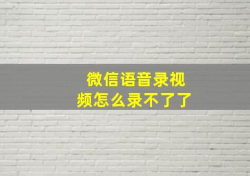 微信语音录视频怎么录不了了