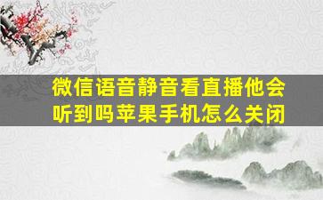 微信语音静音看直播他会听到吗苹果手机怎么关闭