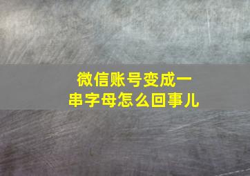 微信账号变成一串字母怎么回事儿