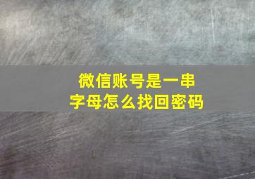 微信账号是一串字母怎么找回密码