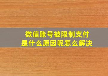 微信账号被限制支付是什么原因呢怎么解决