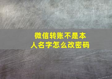 微信转账不是本人名字怎么改密码