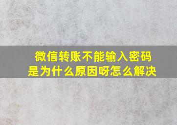 微信转账不能输入密码是为什么原因呀怎么解决