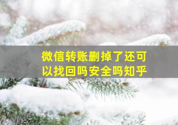 微信转账删掉了还可以找回吗安全吗知乎