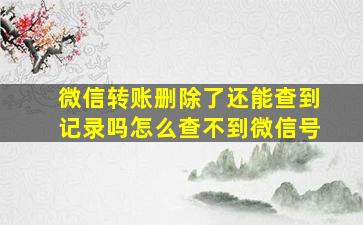 微信转账删除了还能查到记录吗怎么查不到微信号