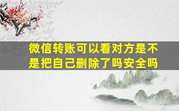 微信转账可以看对方是不是把自己删除了吗安全吗