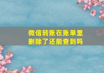 微信转账在账单里删除了还能查到吗