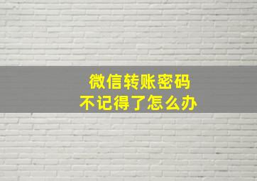 微信转账密码不记得了怎么办