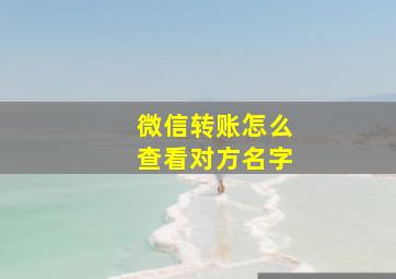 微信转账怎么查看对方名字