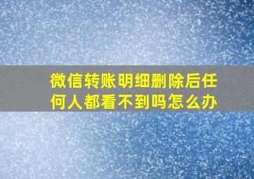 微信转账明细删除后任何人都看不到吗怎么办