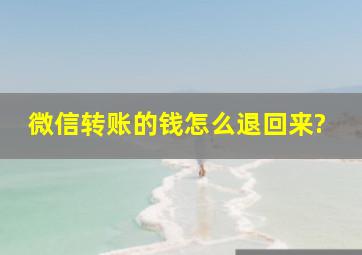 微信转账的钱怎么退回来?