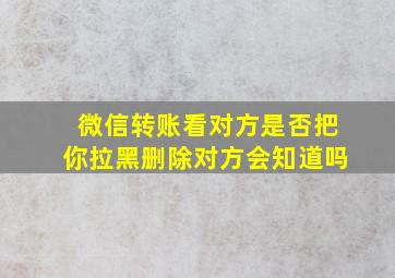 微信转账看对方是否把你拉黑删除对方会知道吗