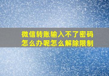 微信转账输入不了密码怎么办呢怎么解除限制