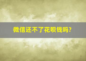 微信还不了花呗钱吗?