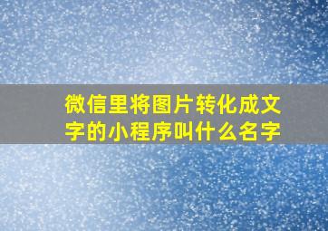 微信里将图片转化成文字的小程序叫什么名字