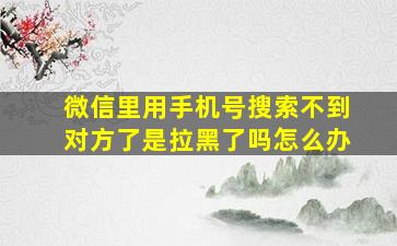 微信里用手机号搜索不到对方了是拉黑了吗怎么办