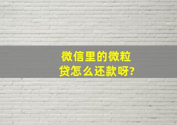 微信里的微粒贷怎么还款呀?