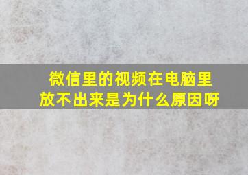 微信里的视频在电脑里放不出来是为什么原因呀