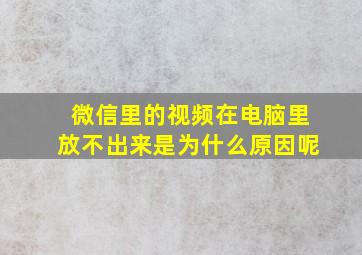 微信里的视频在电脑里放不出来是为什么原因呢