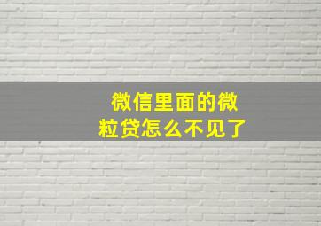 微信里面的微粒贷怎么不见了