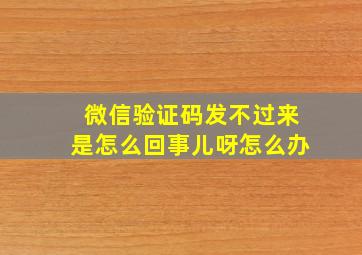 微信验证码发不过来是怎么回事儿呀怎么办