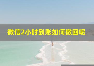 微信2小时到账如何撤回呢