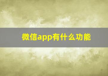 微信app有什么功能