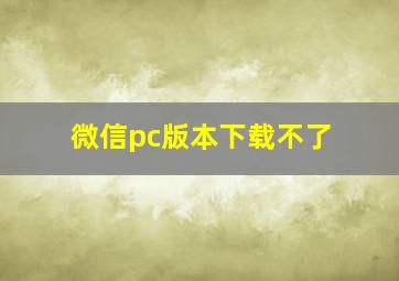 微信pc版本下载不了