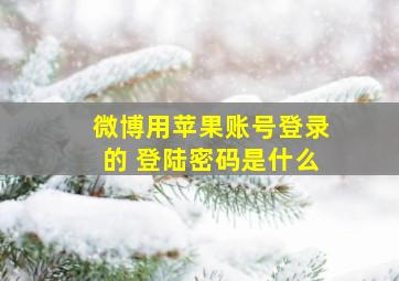 微博用苹果账号登录的 登陆密码是什么