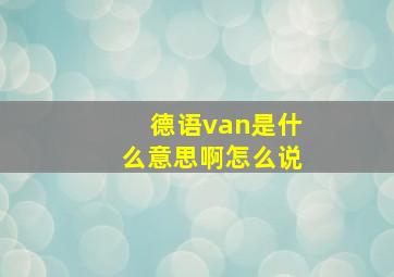 德语van是什么意思啊怎么说