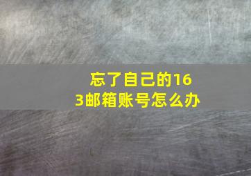 忘了自己的163邮箱账号怎么办