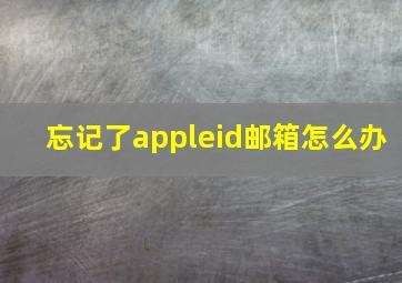 忘记了appleid邮箱怎么办