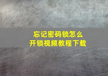 忘记密码锁怎么开锁视频教程下载