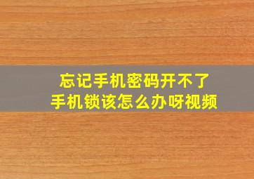 忘记手机密码开不了手机锁该怎么办呀视频