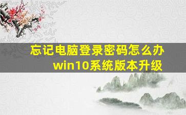 忘记电脑登录密码怎么办win10系统版本升级