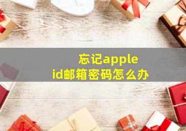 忘记apple id邮箱密码怎么办