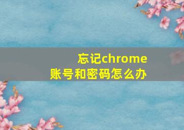 忘记chrome账号和密码怎么办