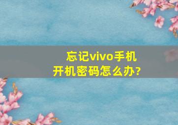 忘记vivo手机开机密码怎么办?