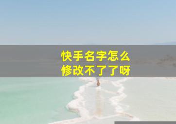 快手名字怎么修改不了了呀