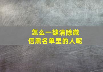 怎么一键清除微信黑名单里的人呢