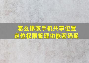 怎么修改手机共享位置定位权限管理功能密码呢