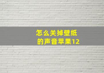 怎么关掉壁纸的声音苹果12