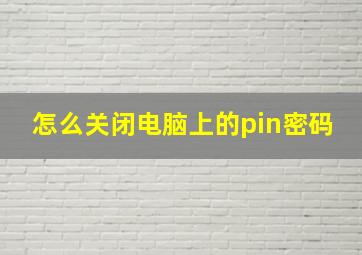 怎么关闭电脑上的pin密码