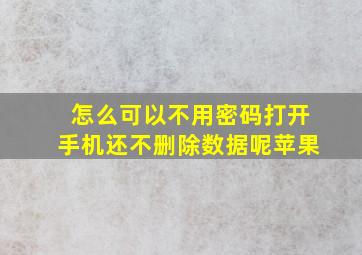 怎么可以不用密码打开手机还不删除数据呢苹果